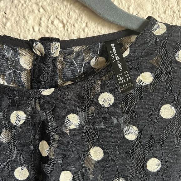 Zara Polka Dot Lace Semi Sheer Blouse Size XS - Picture 5 of 7